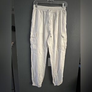 Women's White linen Cargo Pants